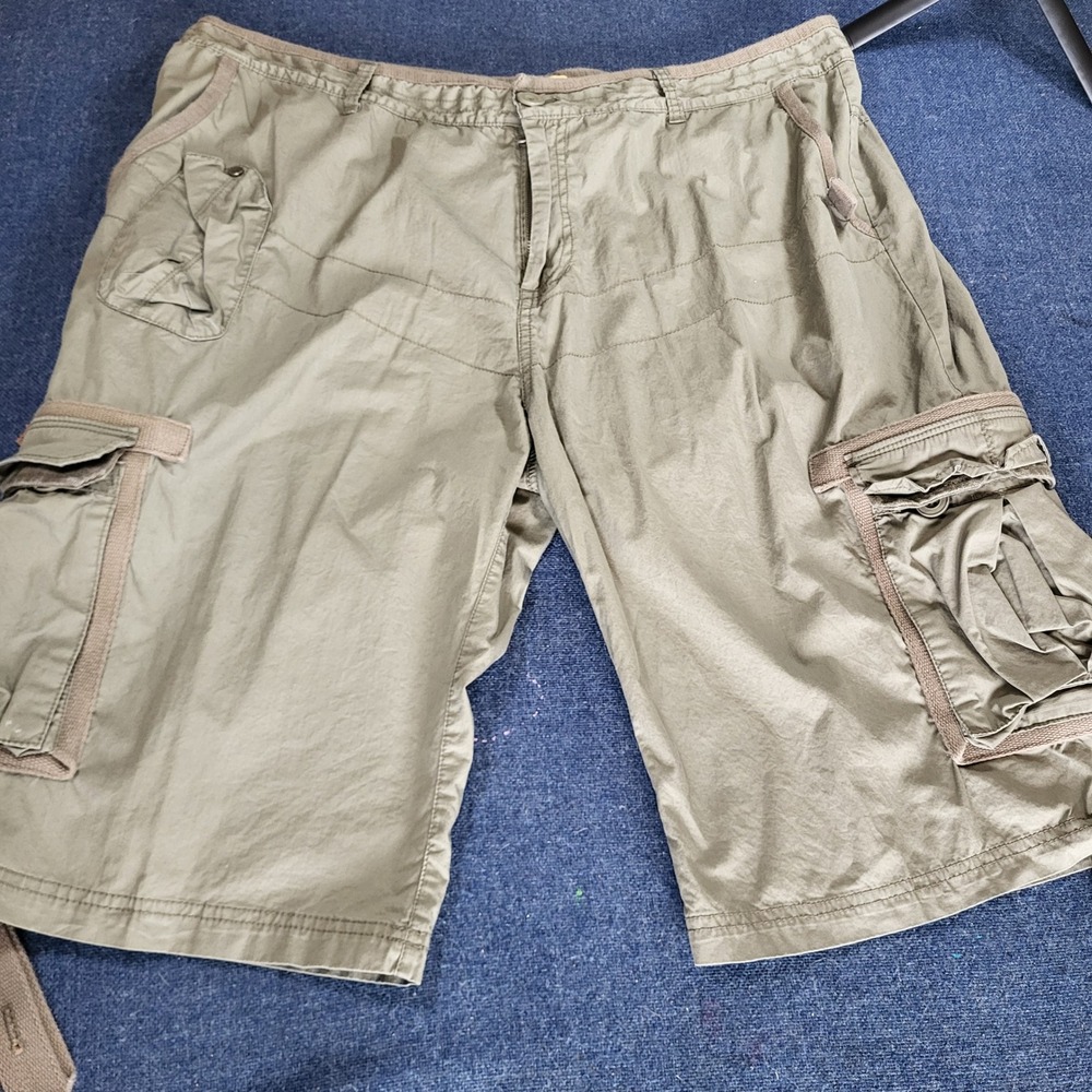 Triple Fat Goose TFG Mens Cargo Shorts Olive Green Cotton Size 44 Y2K Outdoor
